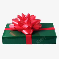 大红花彩带包装精致的礼物礼盒高清图片