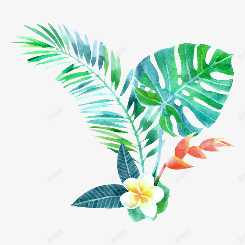 创意合成效果手绘绿色植物花朵png免抠素材_新图网 https://ixintu.com 创意 合成 效果 绿色植物 花朵