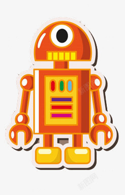 橙色闪闪发亮的机器人素材