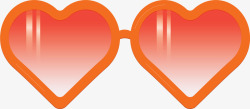 橘红色爱心的墨镜矢量图素材
