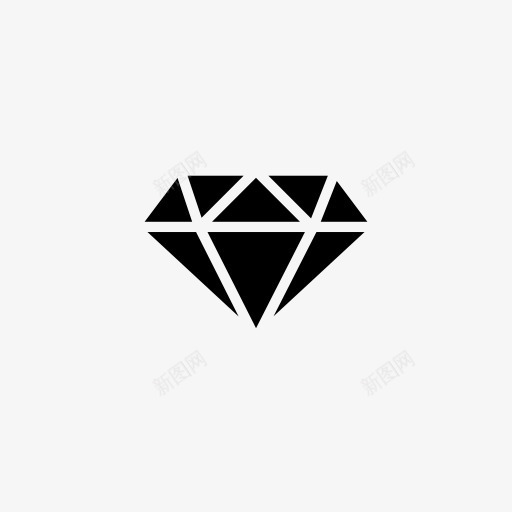 手绘黑色钻石图标png_新图网 https://ixintu.com 图标 钻石 黑色
