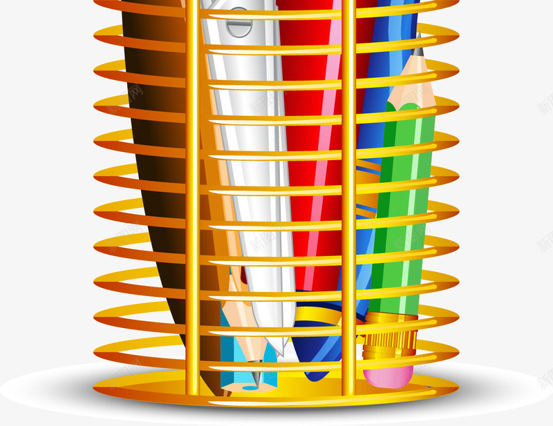 文具png免抠素材_新图网 https://ixintu.com 免费矢量下载 学习工具 插画 文具 直尺 笔筒
