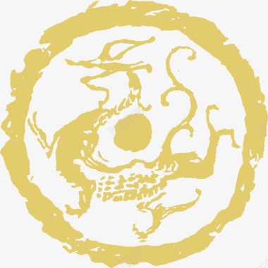 黄色创意中国龙图标印章图标