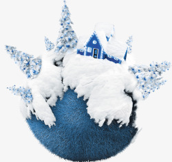蓝色蘑菇房子圣诞节蓝色星球高清图片