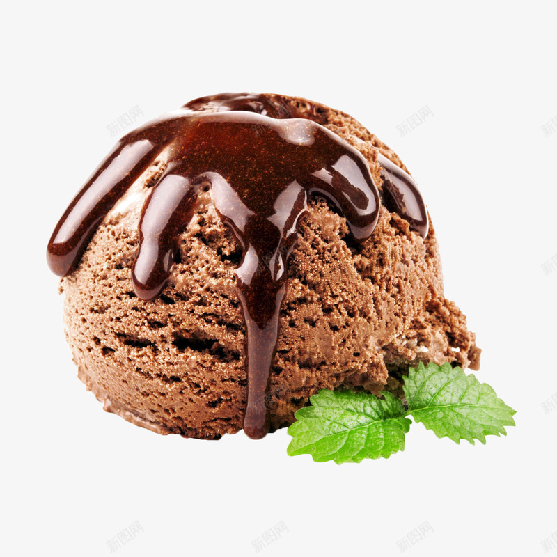 棕色巧克力冰淇淋png免抠素材_新图网 https://ixintu.com 冰淇淋 小叶子 巧克力 巧克力浆 棕色 甜品 甜食 零食 食品