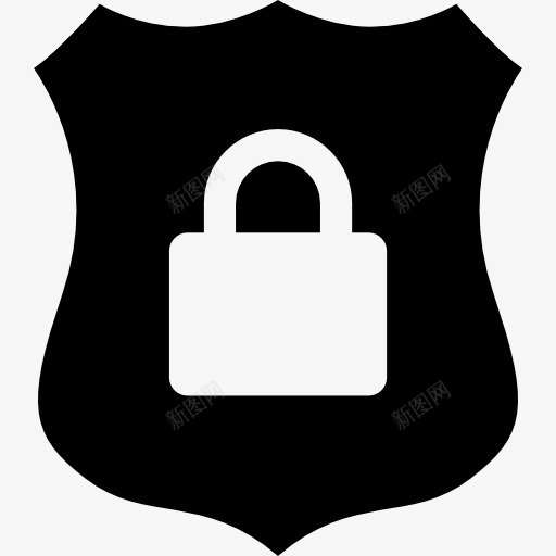 盾带挂锁图标png_新图网 https://ixintu.com 块 安全 安全保护 武器 盾牌 锁