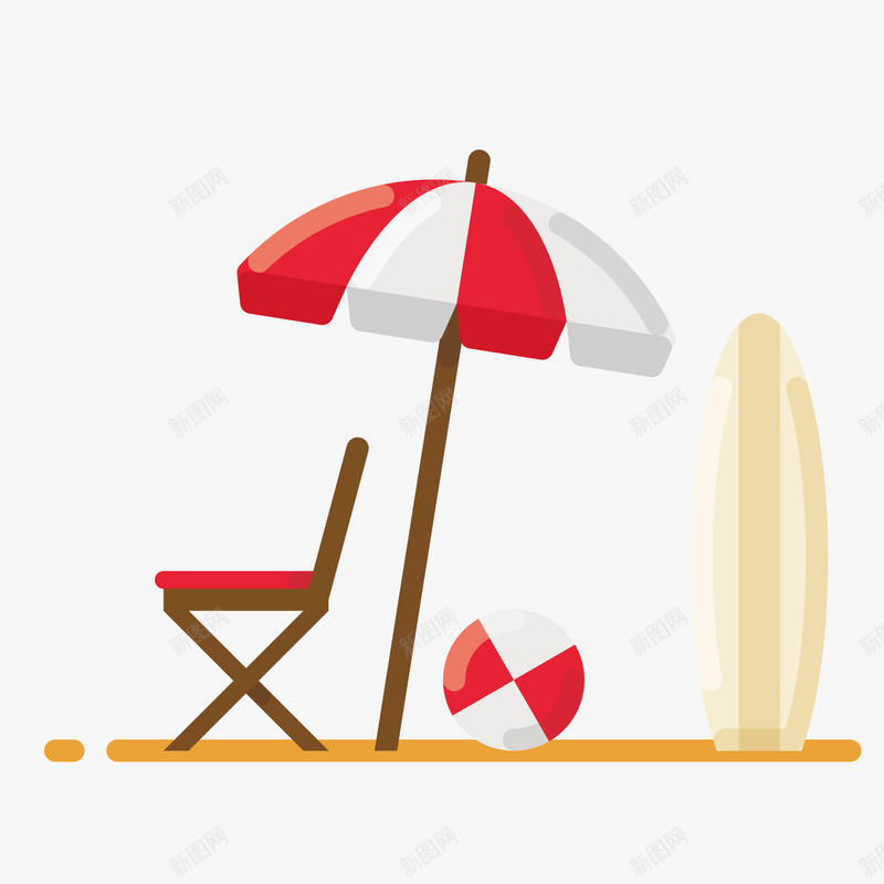 卡通夏季装饰太阳伞png免抠素材_新图网 https://ixintu.com 卡通 夏季装饰 太阳伞 椅子 沙滩 海边装饰