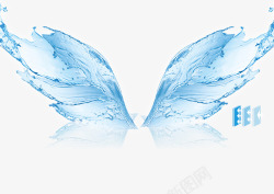 蓝色立体翅膀水效果高清图片