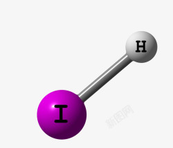 紫色碘化氢分子结构素材