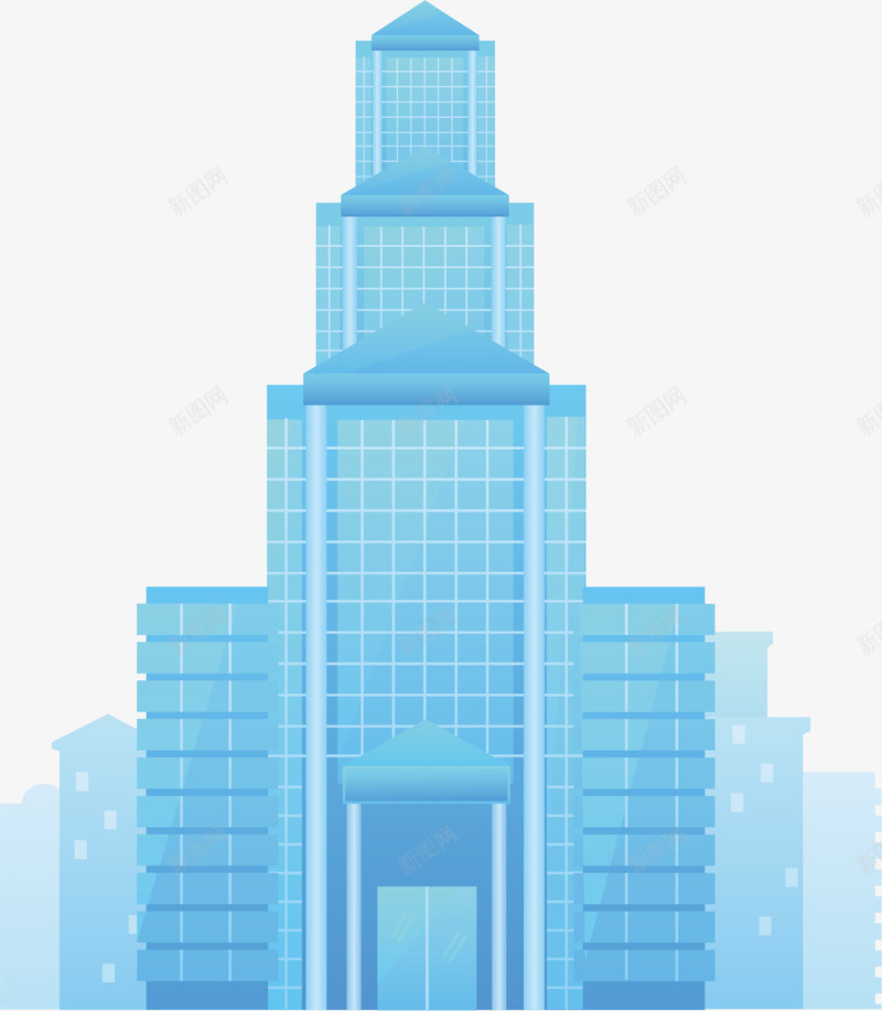 蓝色高楼png免抠素材_新图网 https://ixintu.com 卡通 楼房 科技楼 科技楼房 科技楼梯 蓝色