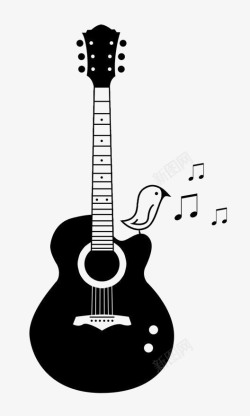 小鸟音符吉他高清图片