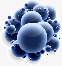 蓝色球形分子式素材
