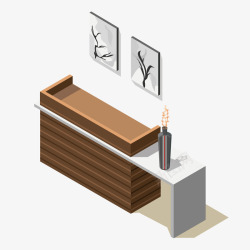 前台棕色柜子矢量图素材