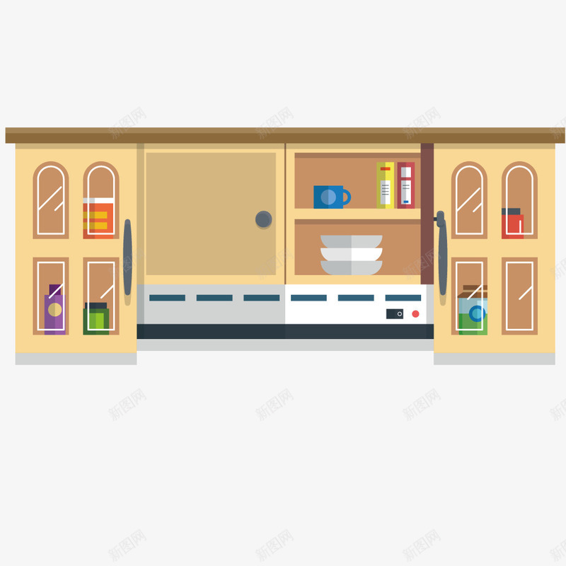 餐具家具柜子png免抠素材_新图网 https://ixintu.com 图形 家具装修 手绘 模型