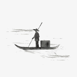 小船中国风创意水墨船高清图片