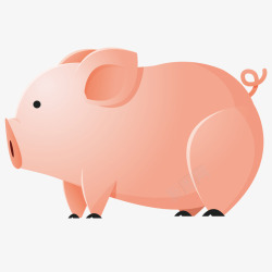 侧面肥胖小猪可爱卡通矢量图素材