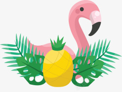 粉色菠萝黄色菠萝可爱火烈鸟矢量图高清图片