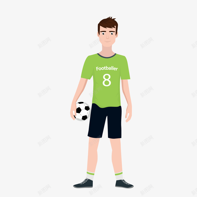 绿衣足球员png免抠素材_新图网 https://ixintu.com 卡通人物 卡通男孩 足球员 踢足球 运动男孩