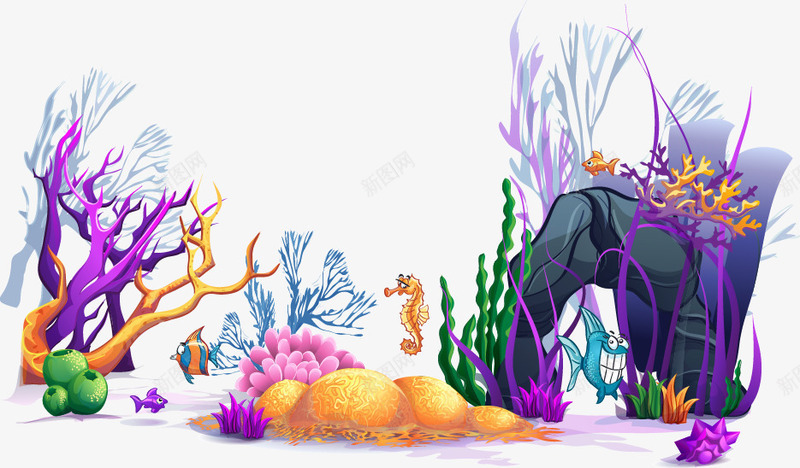 卡通手绘海底珊瑚png免抠素材_新图网 https://ixintu.com 卡通 手绘 海底 珊瑚