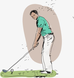 矢量高尔夫球手咖啡色手绘复古高尔夫球手高清图片