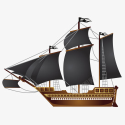 卡通大船创意手绘复古帆船矢量图高清图片