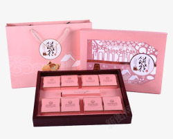 浅粉色月饼礼盒素材