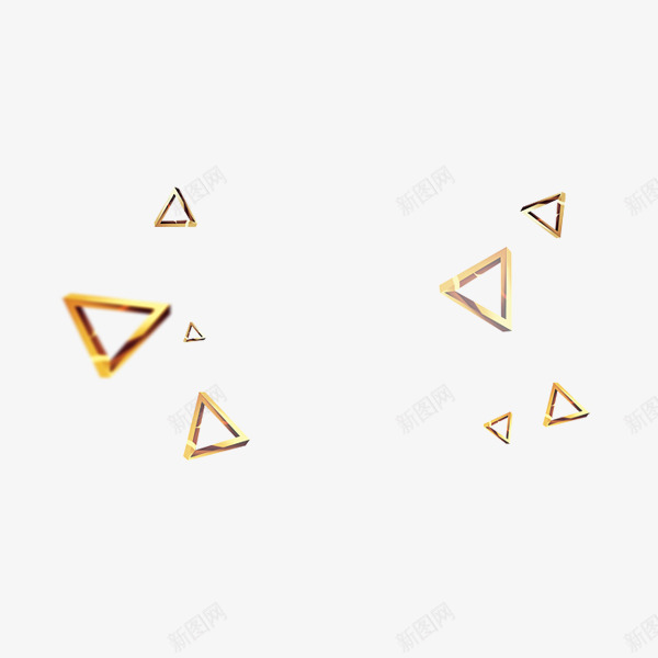 漂浮三角块png免抠素材_新图网 https://ixintu.com 几何点缀 发光 渐变 科技 金色