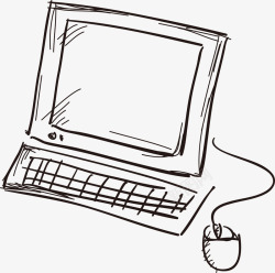 素描电脑笔记本电脑素描矢量图图标高清图片