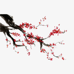 梅花水墨中国风红色腊梅矢量图高清图片