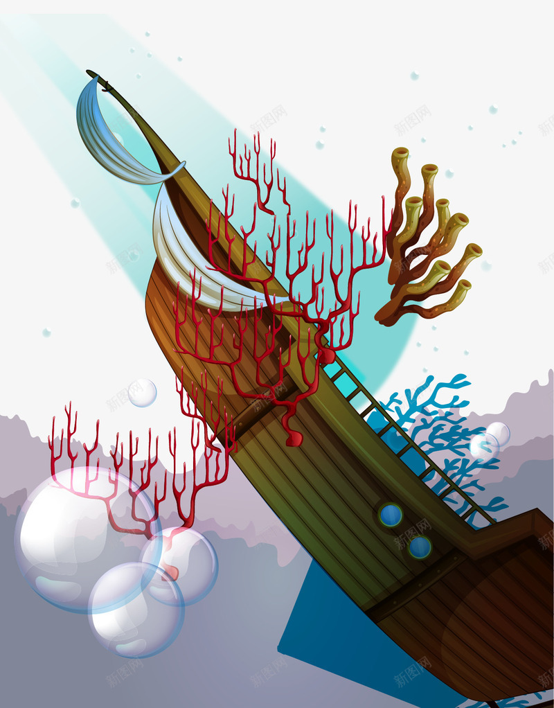 轮船沉入海底png免抠素材_新图网 https://ixintu.com 水草 矢量轮船沉入海底 船 轮船沉入海底 轮船沉入海底素材