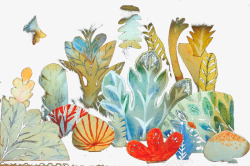 彩绘海底植物图案素材