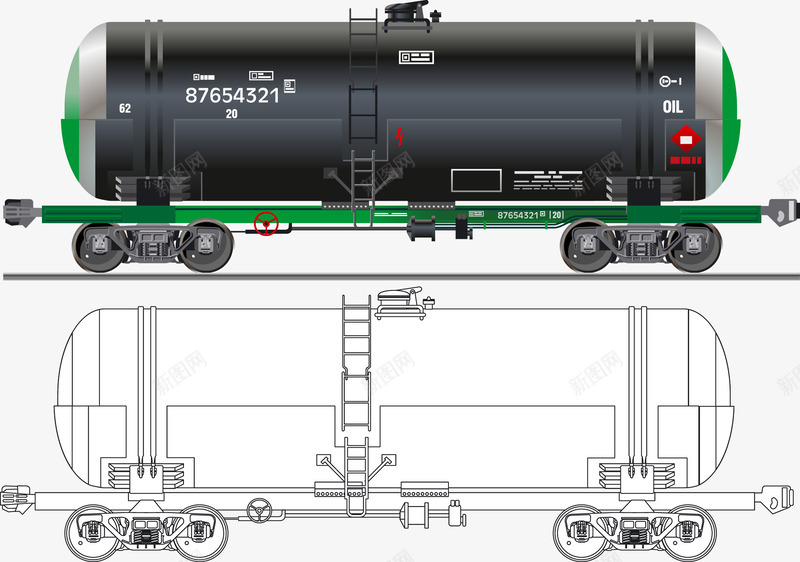 黑色油罐车矢量图ai免抠素材_新图网 https://ixintu.com 易燃易爆 油罐 矢量素材 线稿 黑色货仓 矢量图