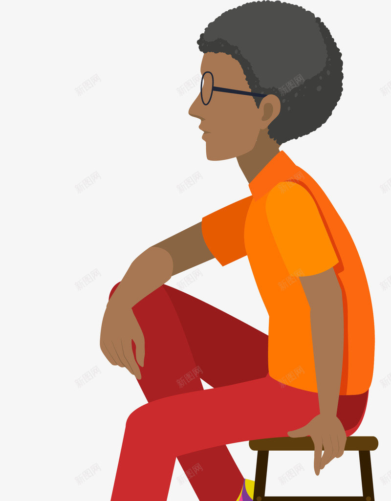 坐在椅子上的卷发男孩png免抠素材_新图网 https://ixintu.com 卷发男孩 坐在椅子上 坐着 戴着眼镜 短发男孩 黑人插画 黑人男孩