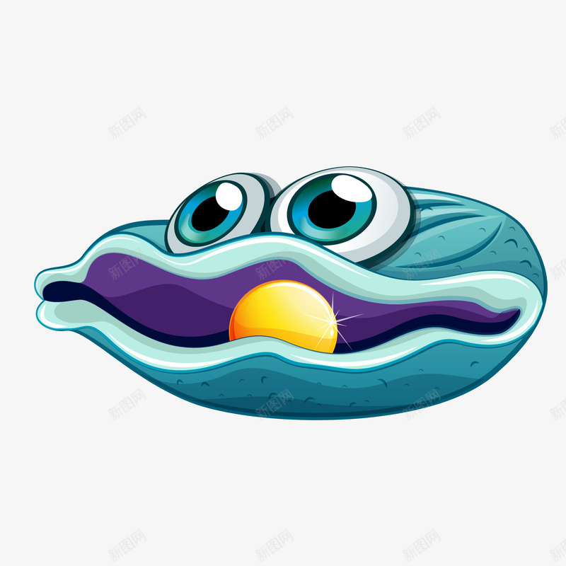 卡通海底的珍珠蚌png免抠素材_新图网 https://ixintu.com 动物设计 卡通可爱 大眼睛 海底 珍珠蚌