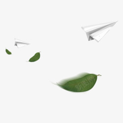 清新纸飞机绿色现代植物装饰高清图片