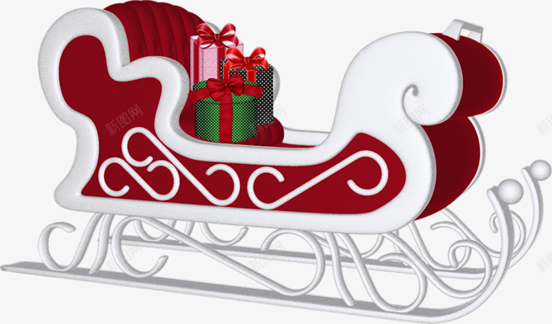 圣诞节雪橇车png免抠素材_新图网 https://ixintu.com 圣诞节 好看 彩色 简单