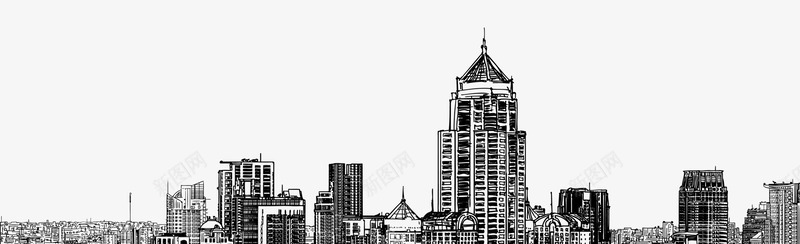 钢笔画城市png免抠素材_新图网 https://ixintu.com 写字楼 城市 市中心 建筑 手绘 繁华 线条城市 钢笔画 高楼大厦