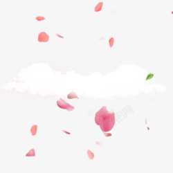 粉色绿叶玫瑰花图案飘零的花瓣高清图片