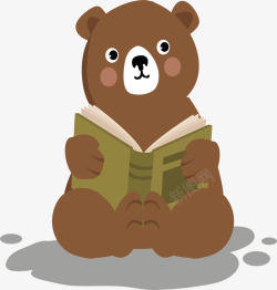 可爱看书的棕色小熊矢量图素材