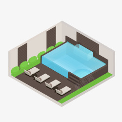 沙盘模型游泳池矢量图高清图片