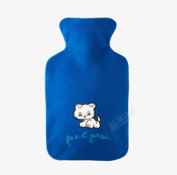 蓝色小猫热水袋简单素材