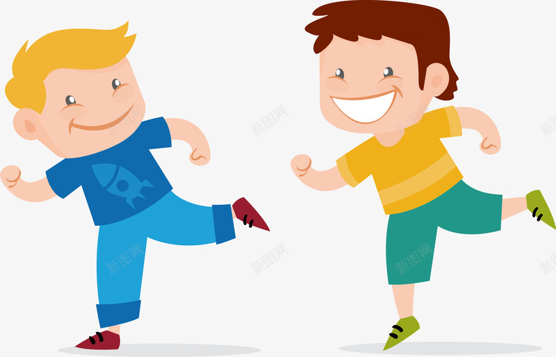 奔跑的小男生png免抠素材_新图网 https://ixintu.com 卡通人物 玩耍 跑步