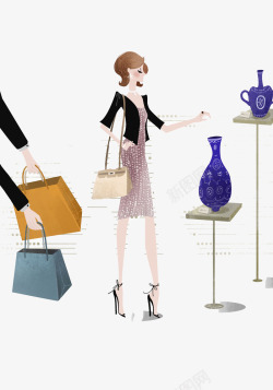 购物袋花瓶女性购物高清图片