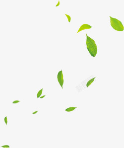 手绘绿色女孩手绘春季清新的树叶装饰高清图片