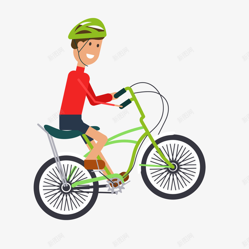 骑单车的男子矢量图ai免抠素材_新图网 https://ixintu.com 人物 安全帽 微笑 绿色出行 自行车 骑单车 骑车 矢量图