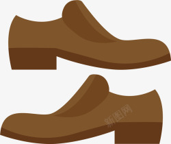 一双棕色的皮鞋矢量图素材