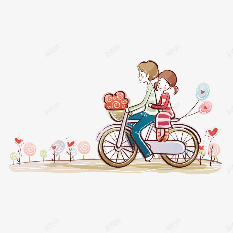 骑自行车的情侣png免抠素材_新图网 https://ixintu.com 情侣 爱情 自行车