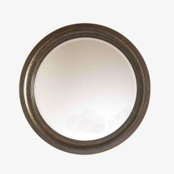 卫生间镜子木头圆镜高清图片