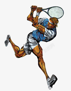 手绘涂鸦运动员网球素材