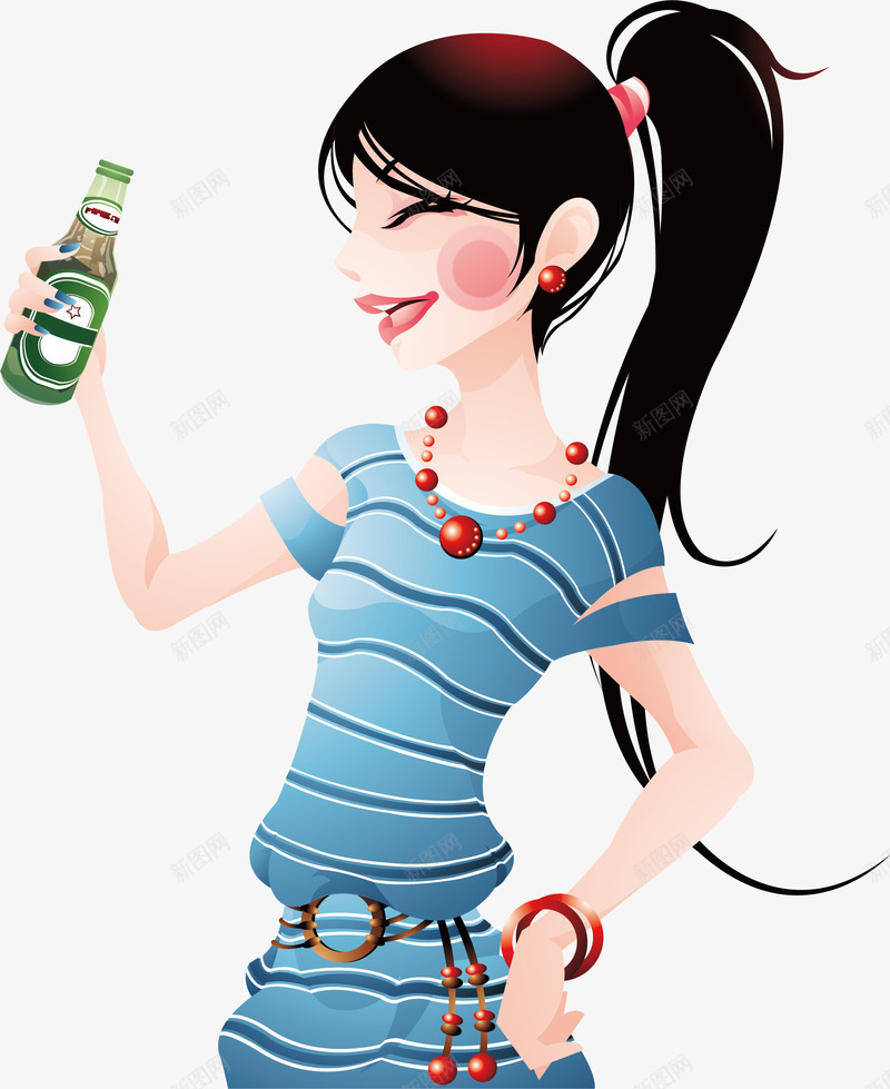 喝酒的女人png免抠素材_新图网 https://ixintu.com 彩色 手绘 漫画 简单